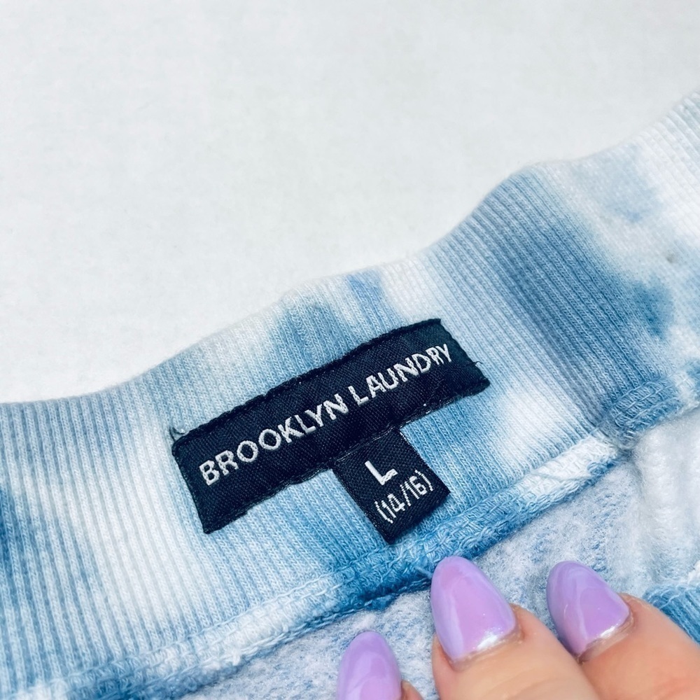 Brooklyn Laundry Kid’s Blue White Tie Dye Print Fleece Casual Sweat Shorts 14/16 - Picture 6 of 6